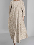 Women 3D Printing Long Sleeve Spring/Fall Dress Crew Neck Daily Vintage Maxi H-Line Dress