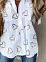 Women's Long Sleeve Shirt Spring/Fall Heart/Cordate Printing Shirt Collar Daily Going Out Casual Top