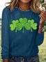 Women's Shamrock Long Sleeve Tee T-shirt Crew Neck Vintage Spring/Fall Top