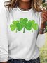Women's Shamrock Long Sleeve Tee T-shirt Crew Neck Vintage Spring/Fall Top
