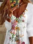 Women's Long Sleeve Summer Floral Printing Dress V Neck Daily Going Out Casual Midi Tunic A-Line Dress