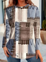 Women's Long Sleeve Tee T-shirt Spring/Fall Geometric Printing Crew Neck Casual Top