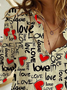 Women's Long Sleeve Shirt Spring/Fall Text Letters Printing Shirt Collar Daily Going Out Casual Top