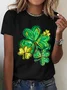 Women's Shamrock Short Sleeve Tee T-shirt Crew Neck Casual Summer Top