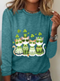Women's Long Sleeve Blouse Spring/Fall Cat Crew Neck Daily Going Out Casual Top