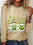 Women's Long Sleeve Blouse Spring/Fall Cat Crew Neck Daily Going Out Casual Top