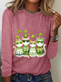 Women's Long Sleeve Blouse Spring/Fall Cat Crew Neck Daily Going Out Casual Top
