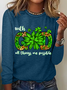 Women's Long Sleeve Blouse Spring/Fall Text Letters Crew Neck Daily Going Out Casual Top