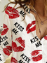 Women's Long Sleeve Shirt Spring/Fall Text Letters Printing Shirt Collar Daily Going Out Casual Top