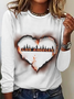 Women's Long Sleeve Tee T-shirt Spring/Fall Heart/Cordate Crew Neck Casual Top