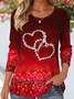 Women's Long Sleeve Tee T-shirt Spring/Fall Geometric Crew Neck Casual Top