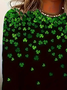 Women's Long Sleeve Tee T-shirt Spring/Fall Shamrock St. Patrick's Day Floral V Neck Casual Top