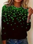 Women's Long Sleeve Tee T-shirt Spring/Fall Shamrock St. Patrick's Day Floral V Neck Casual Top