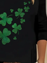 Women's Long Sleeve Tee T-shirt Spring/Fall Shamrock St. Patrick's Day Floral V Neck Casual Top