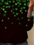 Women's Long Sleeve Tee T-shirt Spring/Fall Shamrock St. Patrick's Day Floral V Neck Casual Top