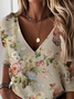 Women's V Neck Floral Vintage Spring/Fall Long Sleeve Sweatshirt