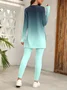 Women's Printing Ombre Daily Going Out Two Piece Set Long Sleeve Casual Spring/Fall Top With Pants Matching Set