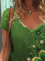 Women's Star Shamrock Short Sleeve Tee T-shirt V Neck Printing Casual Summer Graphic Tee Top