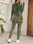 Women's Printing Floral Daily Going Out Two Piece Set Long Sleeve Casual Spring/Fall Top With Pants Matching Set