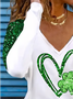 Women's Shamrock Long Sleeve Tee T-shirt V Neck Printing Casual Spring/Fall Top