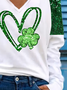 Women's Shamrock Long Sleeve Tee T-shirt V Neck Printing Casual Spring/Fall Top