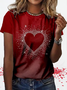 Women's Short Sleeve Tee T-shirt Summer Heart/Cordate Printing Crew Neck Casual Graphic Tee Top