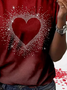 Women's Short Sleeve Tee T-shirt Summer Heart/Cordate Printing Crew Neck Casual Graphic Tee Top