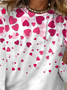 Women's Long Sleeve Tee T-shirt Spring/Fall Heart/Cordate Printing Crew Neck Casual Graphic Tee Top