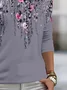 Women's Long Sleeve Tee T-shirt Spring/Fall Floral Printing Crew Neck Casual Graphic Tee Top
