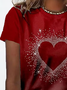 Women's Short Sleeve Tee T-shirt Summer Heart/Cordate Printing Crew Neck Casual Graphic Tee Top