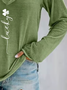 Women's Text Letters Long Sleeve Blouse_ Spring/Fall Printing V Neck Daily Casual Top