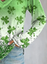 Women's Long Sleeve Blouse Spring/Fall Shamrock St. Patrick's Day Floral V Neck Daily Going Out Casual Top