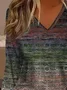 Women's Long Sleeve Tee T-shirt Spring/Fall Geometric Printing V Neck Casual Graphic Tee Top