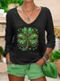Women's Long Sleeve Tee T-shirt Spring/Fall Shamrock St Patrick's Day Floral V Neck Casual Graphic Tee Top