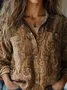 Women's Long Sleeve Shirt Spring/Fall Paisley Shawl Collar Daily Going Out Vintage Top