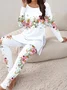 Women's Printing Floral Daily Going Out Two Piece Set Long Sleeve Casual Spring/Fall Top With Pants Matching Set