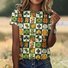 Women's Short Sleeve Tee T-shirt Summer Geometric Crew Neck Casual Top