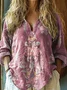Women's Floral Long Sleeve Shirt Spring/Fall V Neck Daily Casual Top