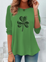 Women's Long Sleeve Tee T-shirt Spring/Fall Shamrock St Patrick's Day Floral Casual Graphic Tee Top