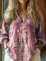 Women's Floral Long Sleeve Shirt Spring/Fall V Neck Daily Casual Top