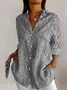 Women's Long Sleeve Shirt Spring/Fall Geometric Cotton Shirt Collar Daily Going Out Casual Top