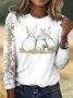 Women's Long Sleeve Tee T-shirt Spring/Fall Plaid Crew Neck Vintage Top