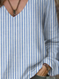 Women's Long Sleeve Tee T-shirt Spring/Fall Striped Printing V Neck Casual Graphic Tee Top