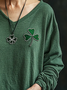 Women's Long Sleeve St Patrick's Day Floral Tee T-shirt Spring/Fall Shamrock V Neck Casual Graphic Tee Top