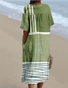 Women's Multicolor Block Short Sleeve Summer Dress V Neck Daily Vintage Maxi O-Line Dress