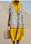 Women's Multicolor Block Short Sleeve Summer Dress V Neck Daily Vintage Maxi O-Line Dress