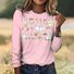 Women's Plaid Long Sleeve Tee T-shirt Crew Neck Vintage Spring/Fall Top