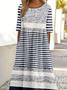 Women's Half Sleeve Summer Striped Dress Crew Neck Daily Going Out Vintage Maxi Shirt Dress A-Line Dress