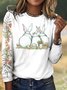 Women's Long Sleeve Tee T-shirt Spring/Fall Plaid Crew Neck Vintage Top