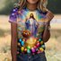 Women's Floral Short Sleeve Tee T-shirt Crew Neck Casual Summer Top